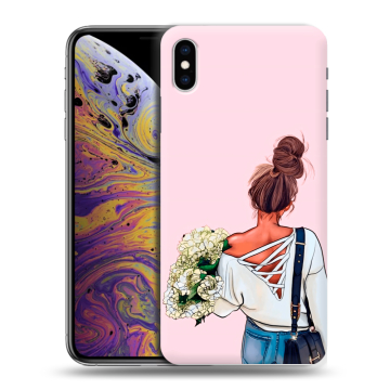 Силиконовый чехол на Iphone Xs Max с принтом Девушка и букет