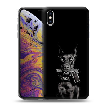 Силиконовый чехол на Iphone Xs Max с принтом Доберман и пистолет