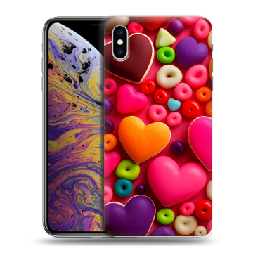 Силиконовый чехол на Iphone Xs Max с принтом Сердечки