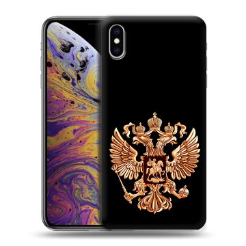 Силиконовый чехол на Iphone Xs Max с принтом Герб России золотой Силиконовый чехол на Iphone Xs Max с принтом Герб России золотой