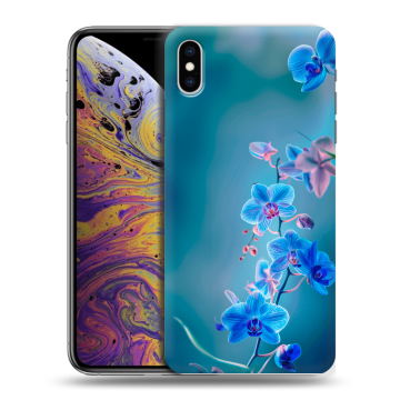 Силиконовый чехол на Iphone Xs Max с принтом Голубые цветы Силиконовый чехол на Iphone Xs Max с принтом Голубые цветы