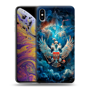 Силиконовый чехол на Iphone Xs Max с принтом Герб флаг России