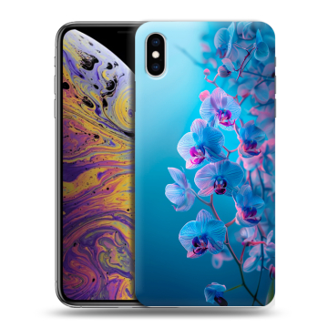 Силиконовый чехол на Iphone Xs Max с принтом голубые орхидеи