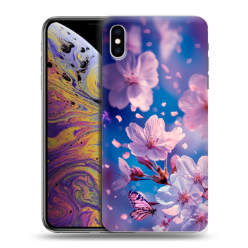 Силиконовый чехол на Iphone Xs Max с принтом цветы бабочки