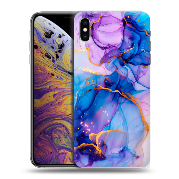 Силиконовый чехол на Iphone Xs Max с принтом синий мрамор Силиконовый чехол на Iphone Xs Max с принтом синий мрамор