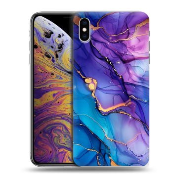 Силиконовый чехол на Iphone Xs Max с принтом синий мрамор