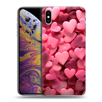 Силиконовый чехол на Iphone Xs Max с принтом розовые сердечки