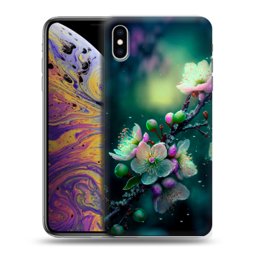 Силиконовый чехол на Iphone Xs Max с принтом Цветы и мрамор Силиконовый чехол на Iphone Xs Max с принтом Цветы и мрамор