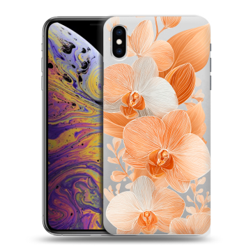 Силиконовый чехол на Iphone Xs Max с принтом Бежевые цветы