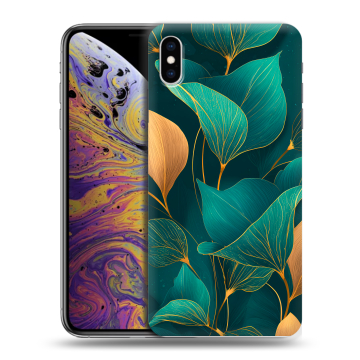 Силиконовый чехол на Iphone Xs Max с принтом Листья и золото