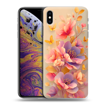 Силиконовый чехол на Iphone Xs Max с принтом Цветы и бабочки