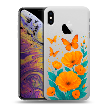 Силиконовый чехол на Iphone Xs Max с принтом цветы бабочки