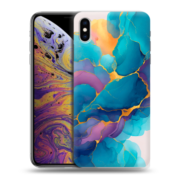 Силиконовый чехол на Iphone Xs Max с принтом Мрамор блестки