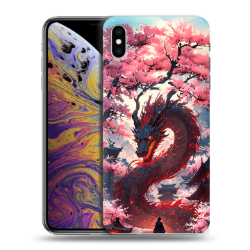 Силиконовый чехол на Iphone Xs Max с принтом Дракон Японский Силиконовый чехол на Iphone Xs Max с принтом Дракон Японский