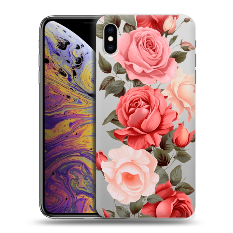 Силиконовый противоударный чехол на Iphone Xs Max с принтом Розы Силиконовый противоударный чехол на Iphone Xs Max с принтом Розы