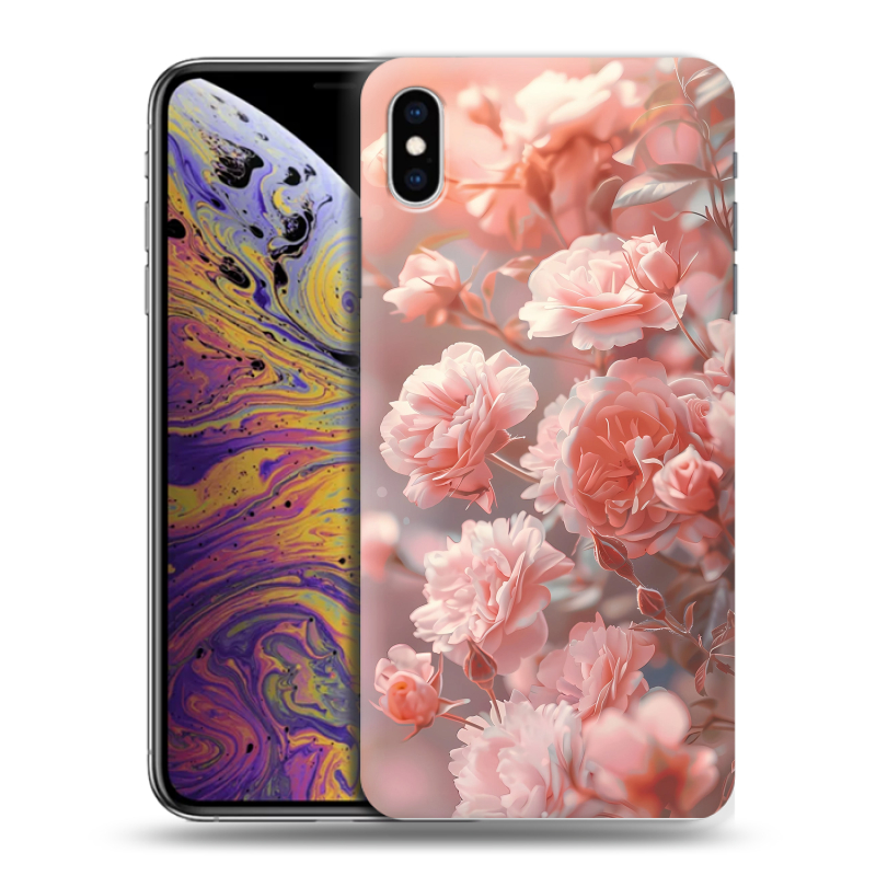 Силиконовый противоударный чехол на Iphone Xs Max с принтом Розовые розы Силиконовый противоударный чехол на Iphone Xs Max с принтом Розовые розы
