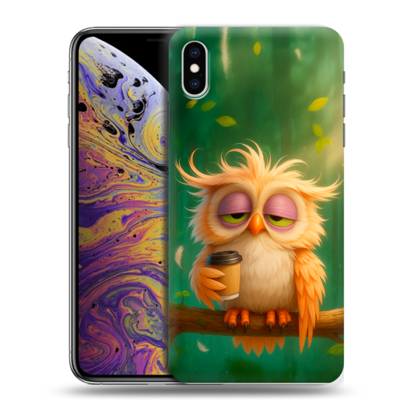 Силиконовый чехол на Iphone Xs Max с принтом сова Силиконовый чехол на Iphone Xs Max с принтом сова