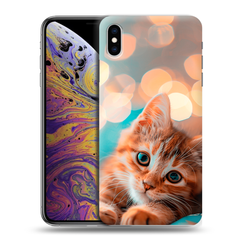 Силиконовый противоударный чехол на Iphone Xs Max с принтом котик Силиконовый противоударный чехол на Iphone Xs Max с принтом котик