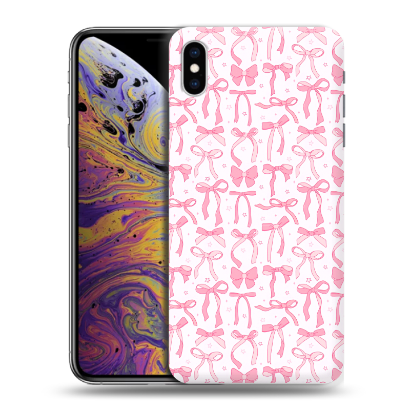 Силиконовый чехол на Iphone Xs Max с принтом Розовые бантики Силиконовый чехол на Iphone Xs Max с принтом Розовые бантики