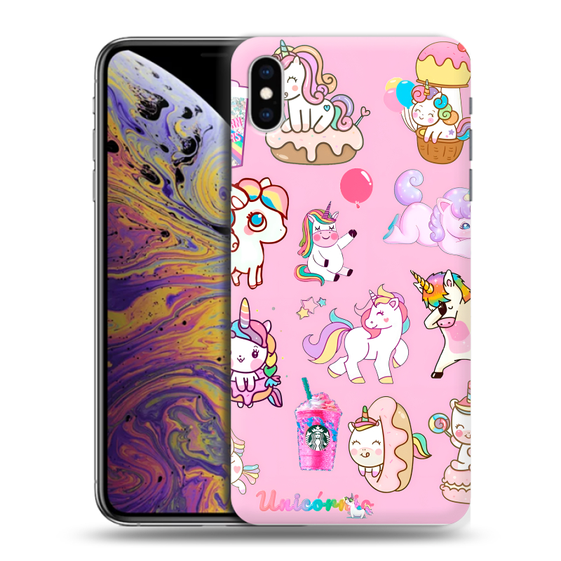 Силиконовый чехол на Iphone Xs Max с принтом розовые единороги Силиконовый чехол на Iphone Xs Max с принтом розовые единороги