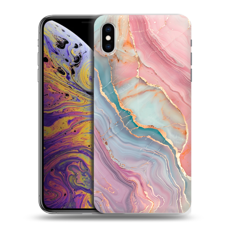 Силиконовый чехол на Iphone Xs Max с принтом розовый мрамор Силиконовый чехол на Iphone Xs Max с принтом розовый мрамор