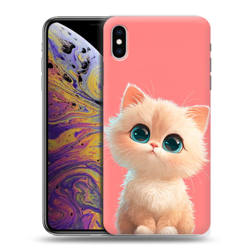 Силиконовый противоударный чехол на Iphone Xs Max с принтом Розовый котенок Силиконовый противоударный чехол на Iphone Xs Max с принтом Розовый котенок