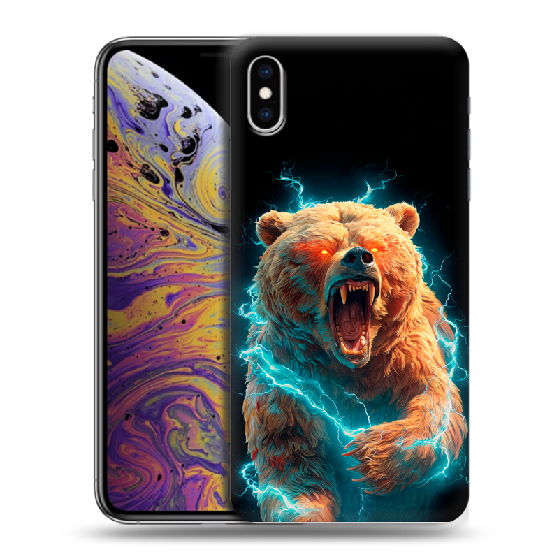 Силиконовый противоударный чехол на Iphone Xs Max с принтом Медведь Силиконовый противоударный чехол на Iphone Xs Max с принтом Медведь