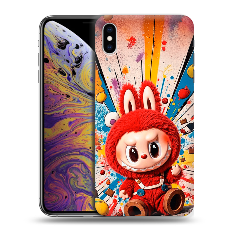 Силиконовый противоударный чехол на Iphone Xs Max с принтом Labubu Лабубу Силиконовый противоударный чехол на Iphone Xs Max с принтом Labubu Лабубу