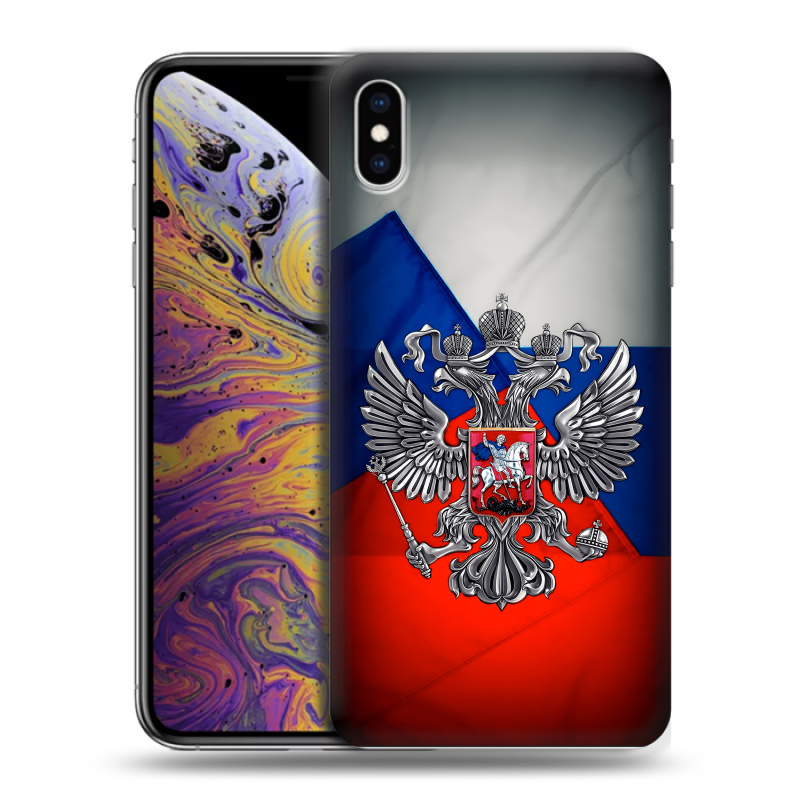 Силиконовый чехол на Iphone Xs Max с принтом Флаг России Силиконовый чехол на Iphone Xs Max с принтом Флаг России