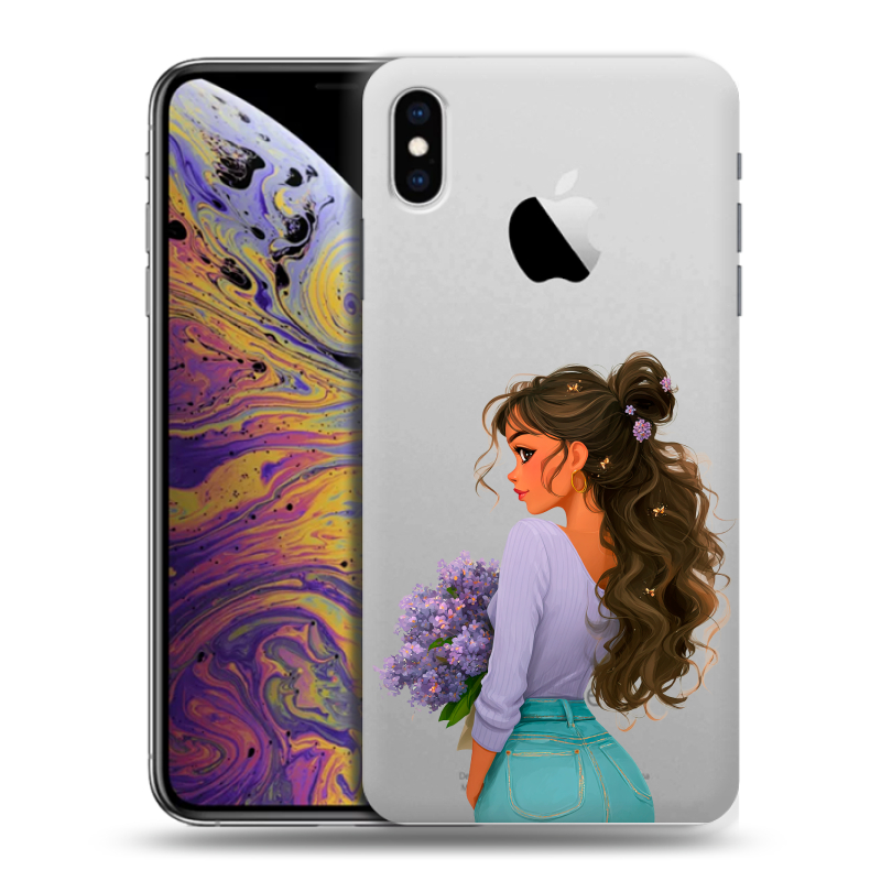 Силиконовый чехол на Iphone Xs Max с принтом девушка цветы Силиконовый чехол на Iphone Xs Max с принтом девушка цветы