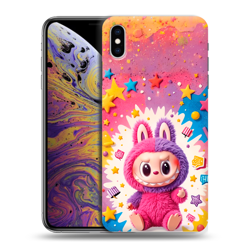Силиконовый противоударный чехол на Iphone Xs Max с принтом Labubu Лабубу Силиконовый противоударный чехол на Iphone Xs Max с принтом Labubu Лабубу