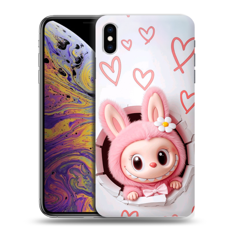 Силиконовый противоударный чехол на Iphone Xs Max с принтом Labubu Лабубу Силиконовый противоударный чехол на Iphone Xs Max с принтом Labubu Лабубу