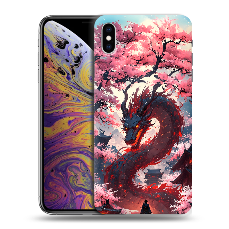 Силиконовый чехол на Iphone Xs Max с принтом Дракон Японский Силиконовый чехол на Iphone Xs Max с принтом Дракон Японский
