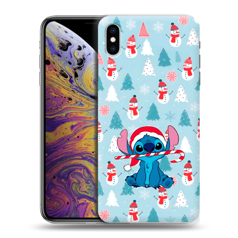 Силиконовый противоударный чехол на Iphone Xs Max с принтом Стич Новый год Силиконовый противоударный чехол на Iphone Xs Max с принтом Стич Новый год