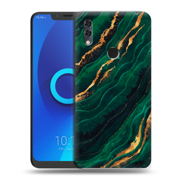 Силиконовый чехол на Alcatel 5V с принтом Мрамор зеленое золото Силиконовый чехол на Alcatel 5V с принтом Мрамор зеленое золото