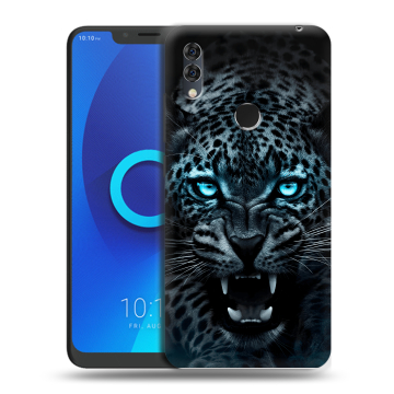 Силиконовый чехол на Alcatel 5V с принтом Темный леопард Силиконовый чехол на Alcatel 5V с принтом Темный леопард