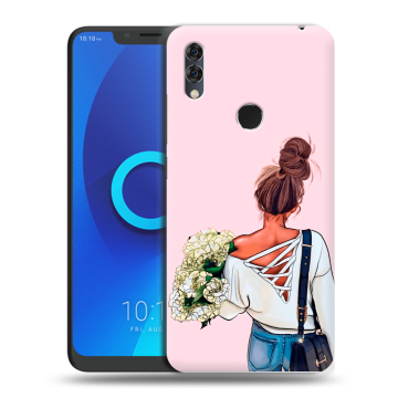 Силиконовый чехол на Alcatel 5V с принтом Девушка и букет Силиконовый чехол на Alcatel 5V с принтом Девушка и букет