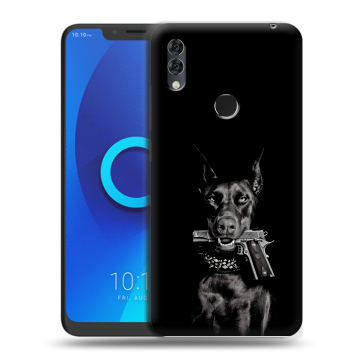 Силиконовый чехол на Alcatel 5V с принтом Доберман и пистолет Силиконовый чехол на Alcatel 5V с принтом Доберман и пистолет