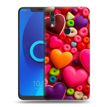 Силиконовый чехол на Alcatel 5V с принтом Сердечки Силиконовый чехол на Alcatel 5V с принтом Сердечки
