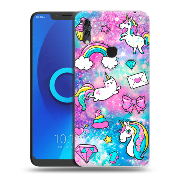 Силиконовый чехол на Alcatel 5V с принтом Единороги