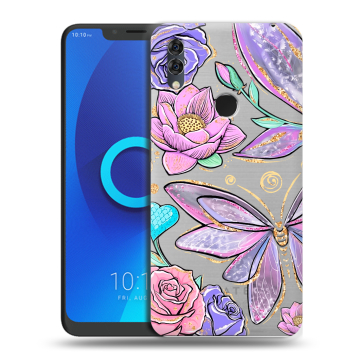 Силиконовый чехол на Alcatel 5V с принтом Бабочки и цветы Силиконовый чехол на Alcatel 5V с принтом Бабочки и цветы