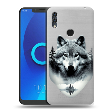 Силиконовый чехол на Alcatel 5V с принтом Волк в лесу Силиконовый чехол на Alcatel 5V с принтом Волк в лесу