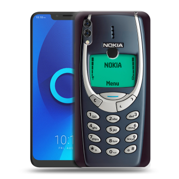 Силиконовый чехол на Alcatel 5V с принтом Старый телефон