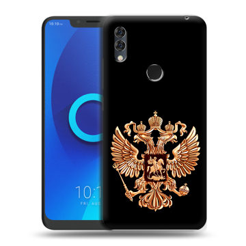 Силиконовый чехол на Alcatel 5V с принтом Герб России золотой