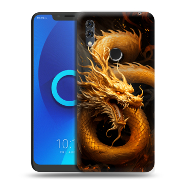 Силиконовый чехол на Alcatel 5V с принтом Золотой дракон