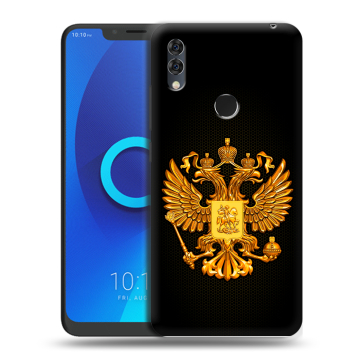 Силиконовый чехол на Alcatel 5V с принтом Герб России желтый