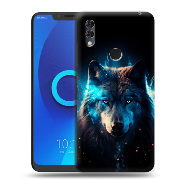 Силиконовый чехол на Alcatel 5V с принтом Волк ночной