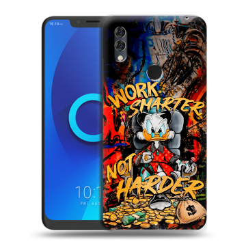 Силиконовый чехол на Alcatel 5V с принтом Дональд Дак Деньги