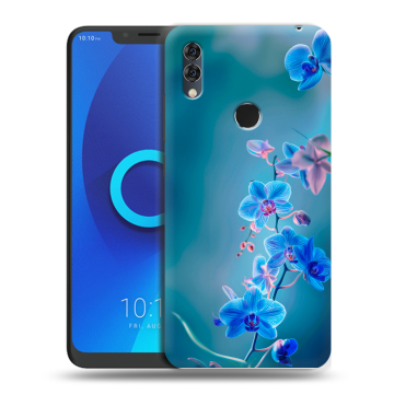 Силиконовый чехол на Alcatel 5V с принтом Голубые цветы