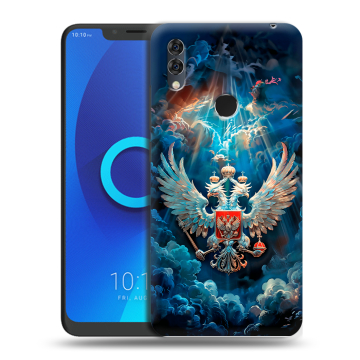 Силиконовый чехол на Alcatel 5V с принтом Герб флаг России Силиконовый чехол на Alcatel 5V с принтом Герб флаг России